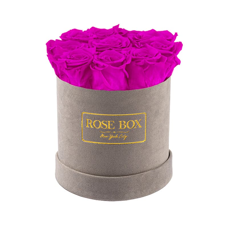 Small Gray Box with Neon pink Roses