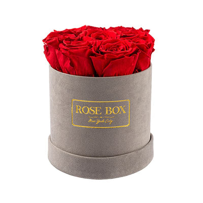 Small Gray Box with Red Flame Roses