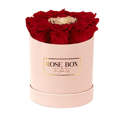 Small Pink Box with Red Roses and Center Gold (Voucher Special)