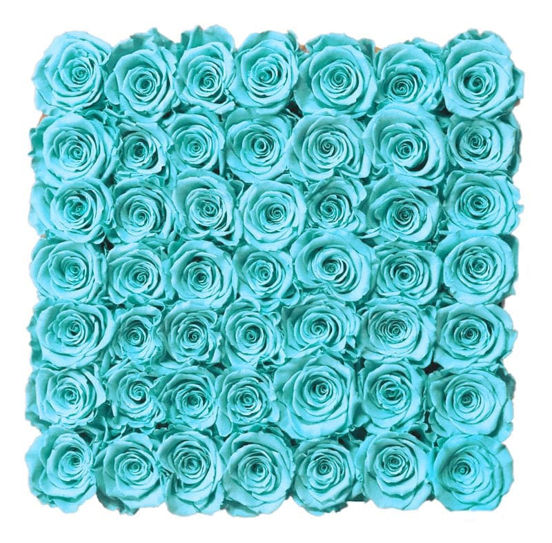 Large Black Square Box with Turquoise Roses