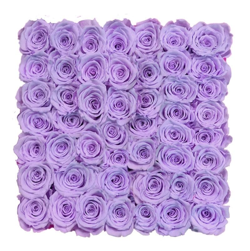 Large Black Square Box with Lavender Roses