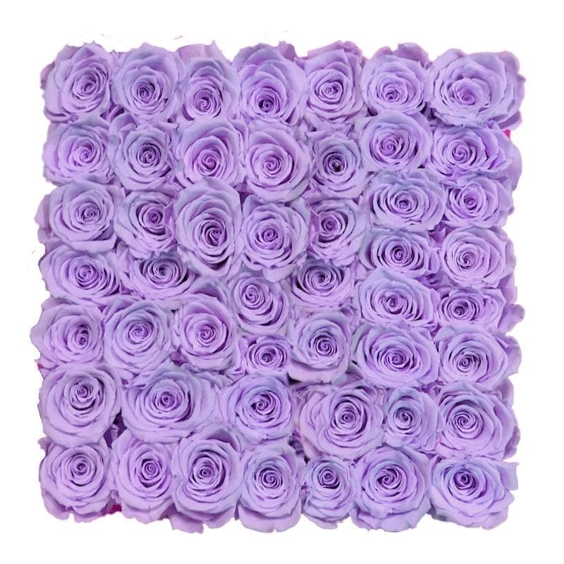 Large White Square Box with Lavender Roses