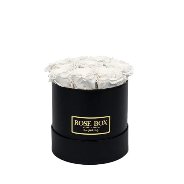 Small Black Box with Ivory White Roses