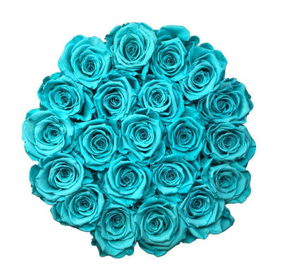 Medium Gray Box with Turquoise Roses