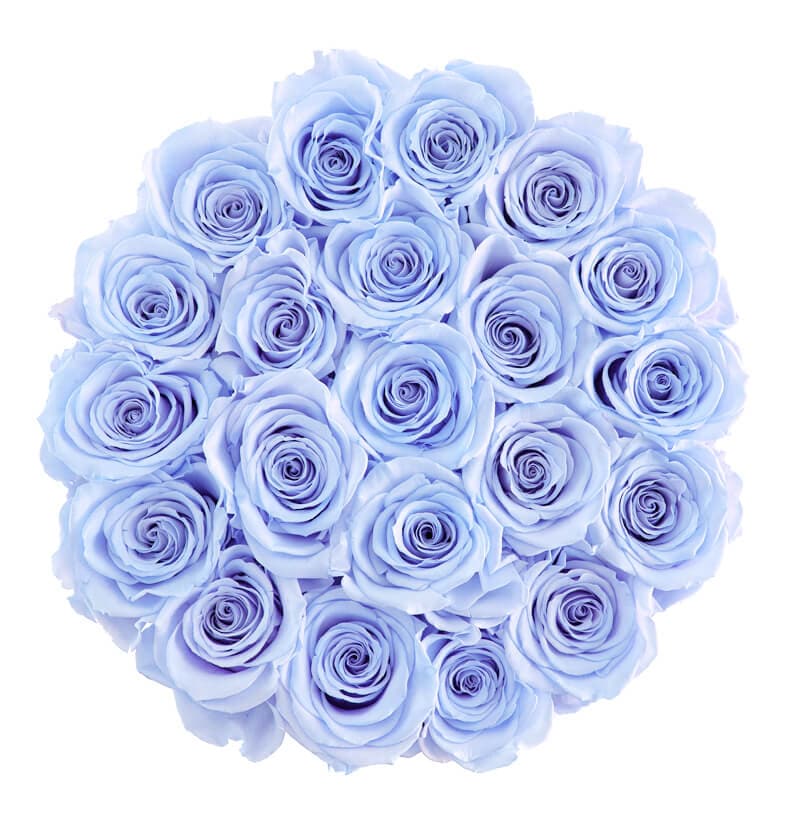 Medium White Box with Light Blue Roses