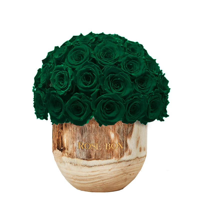 Wooden Premium Half Ball with Forest Green Roses