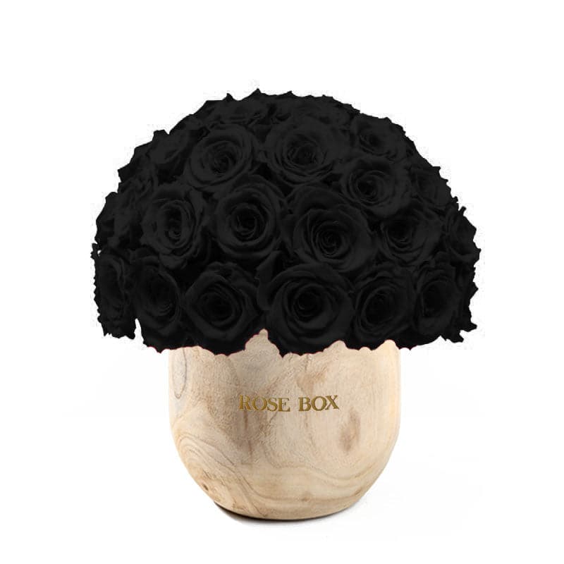 Wooden Premium Half Ball with Velvet Black Roses