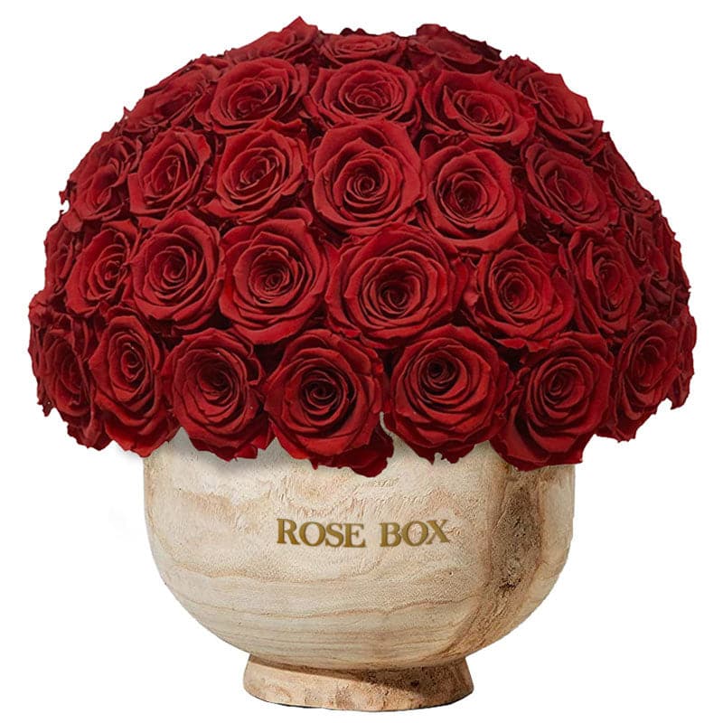 Extra Large Wooden Half Ball with Red Wine Roses
