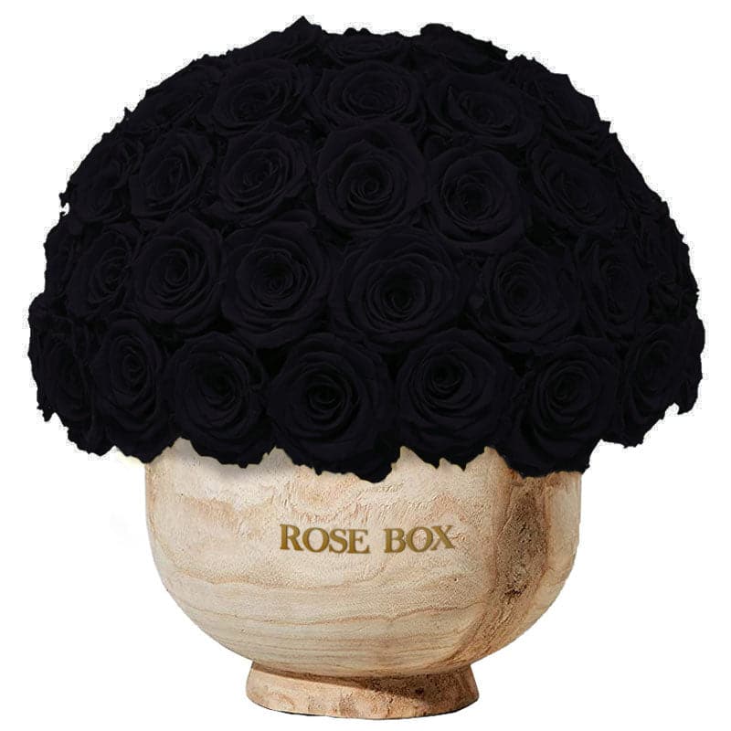 Extra Large Wooden Half Ball with Velvet Black Roses