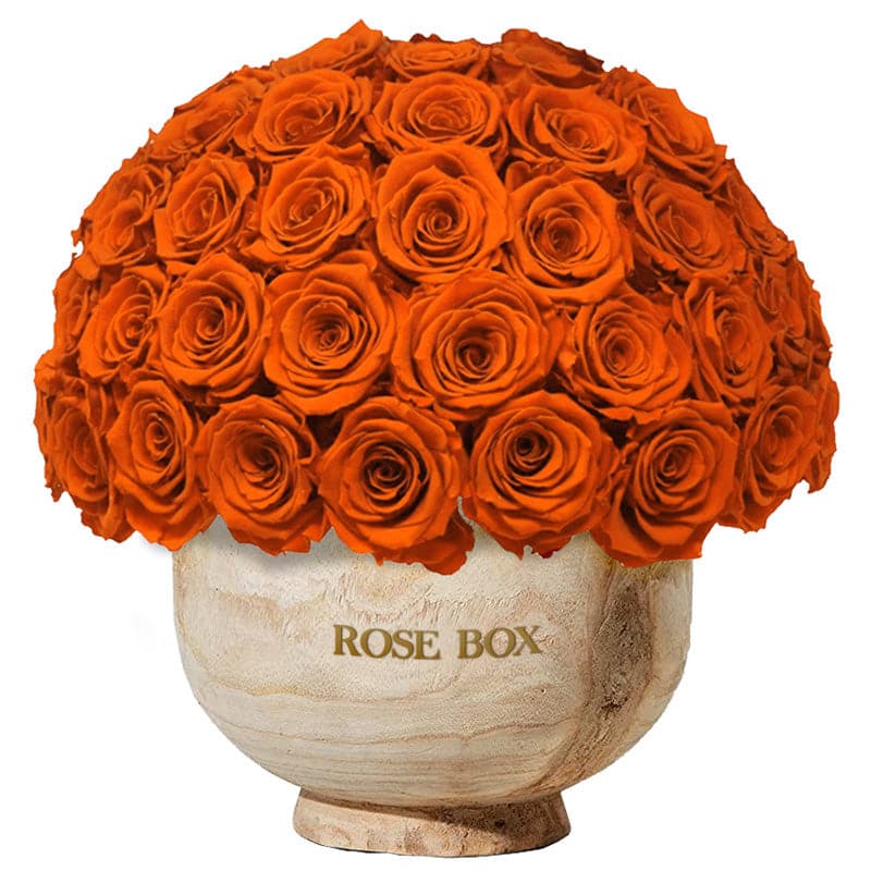 Extra Large Wooden Half Ball with Autumnal Orange Roses